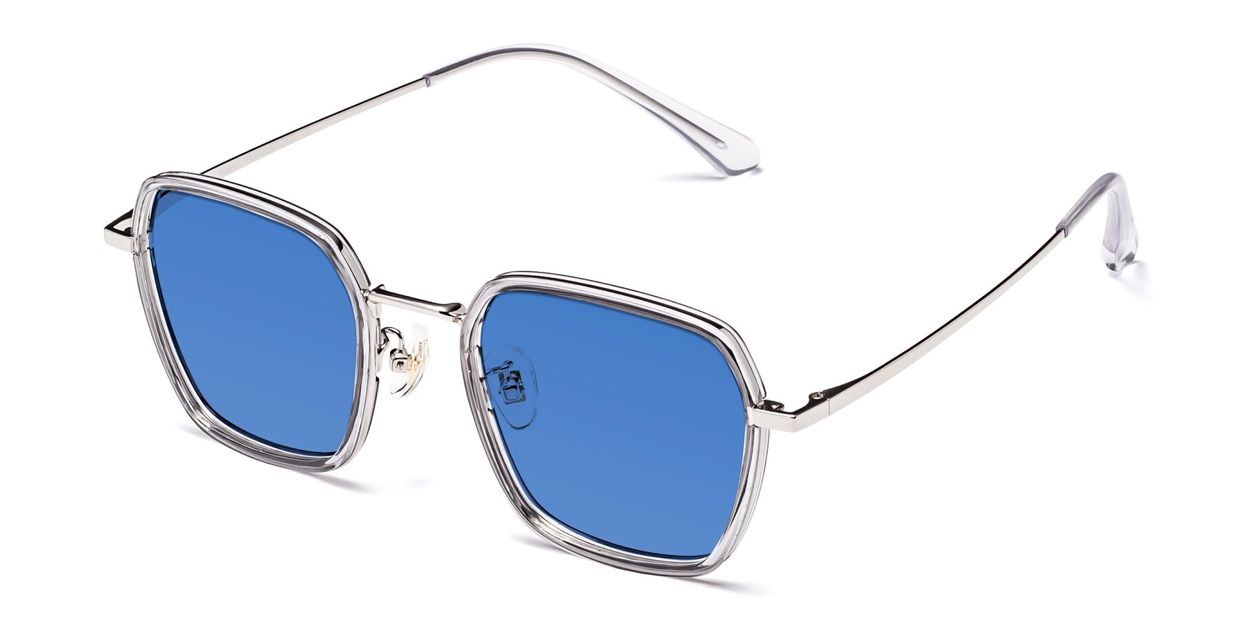 Angle of Kelly in Light Gray-Silver with Blue Tinted Lenses