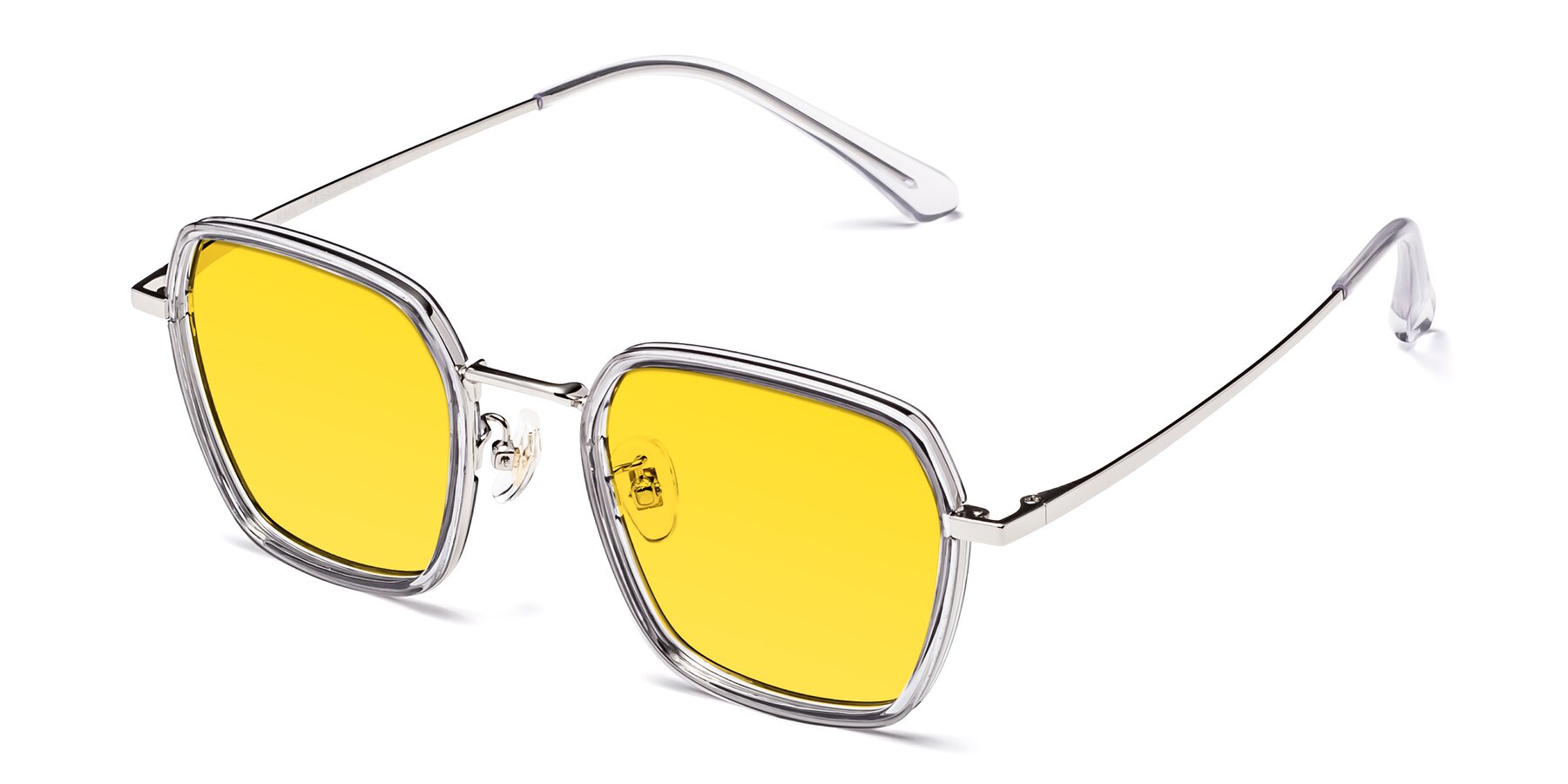 Angle of Kelly in Light Gray-Silver with Yellow Tinted Lenses