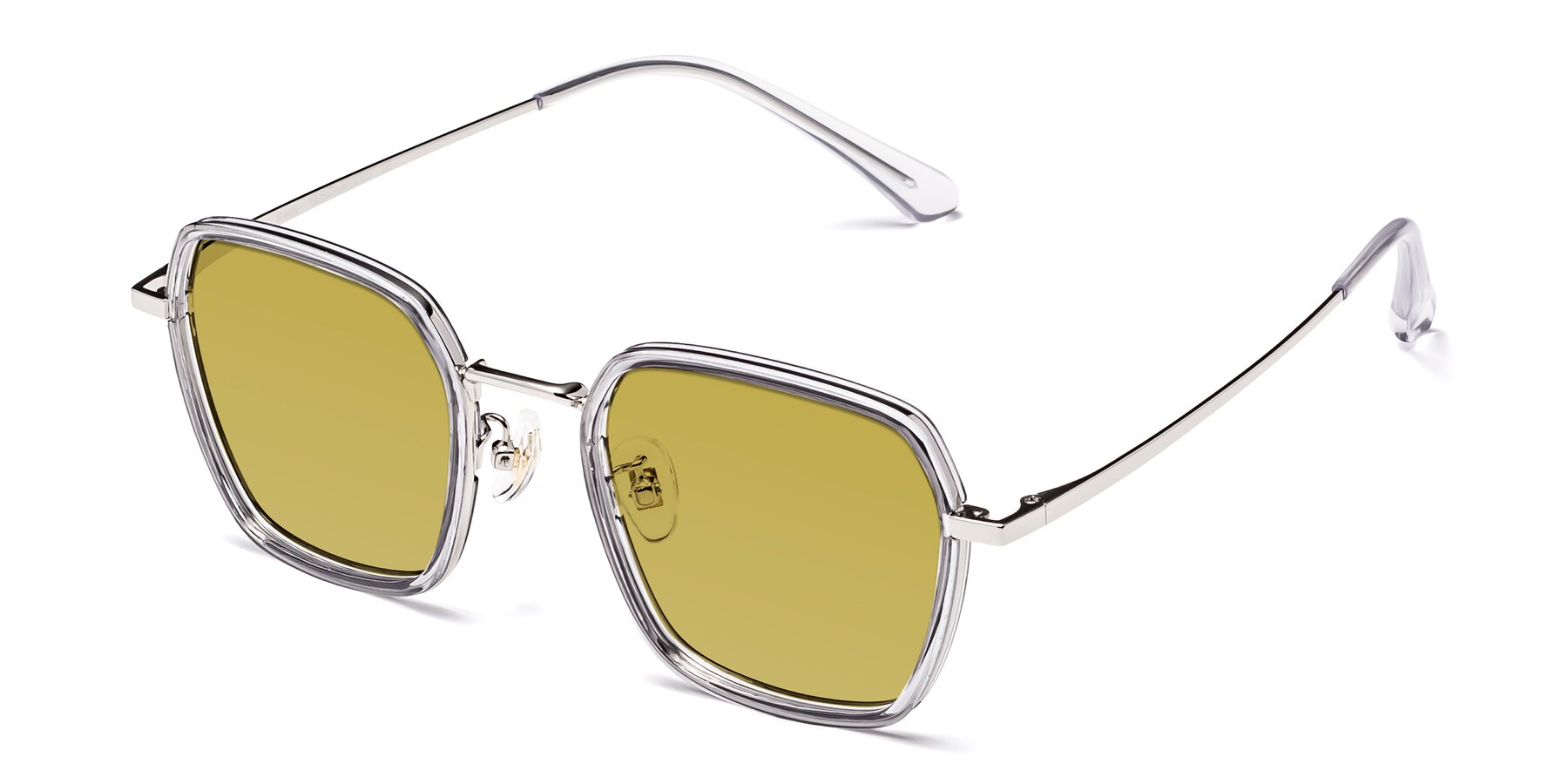 Angle of Kelly in Light Gray-Silver with Champagne Tinted Lenses