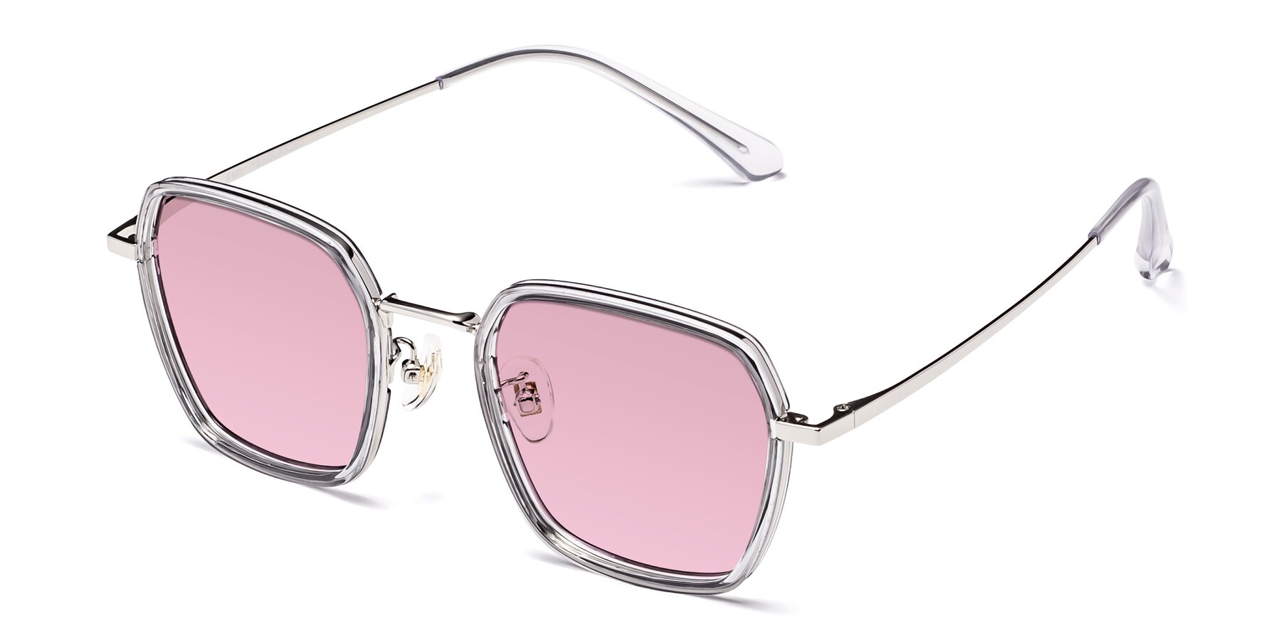 Angle of Kelly in Light Gray-Silver with Light Wine Tinted Lenses