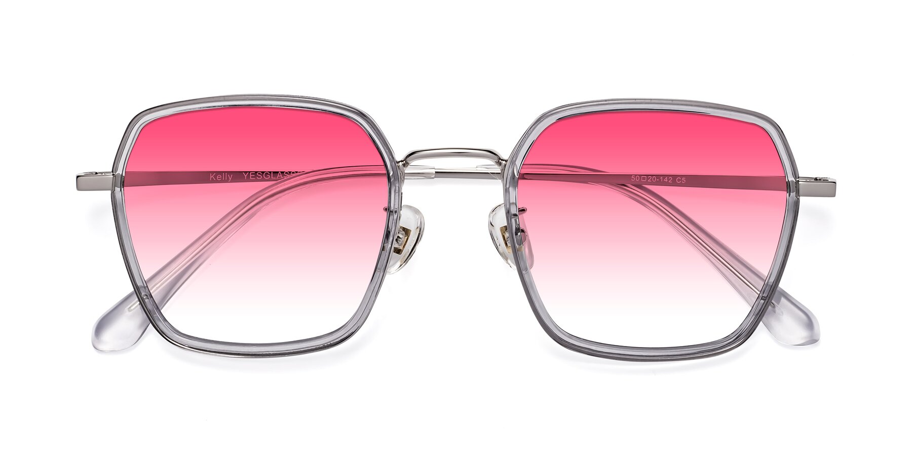 Folded Front of Kelly in Light Gray-Silver with Pink Gradient Lenses
