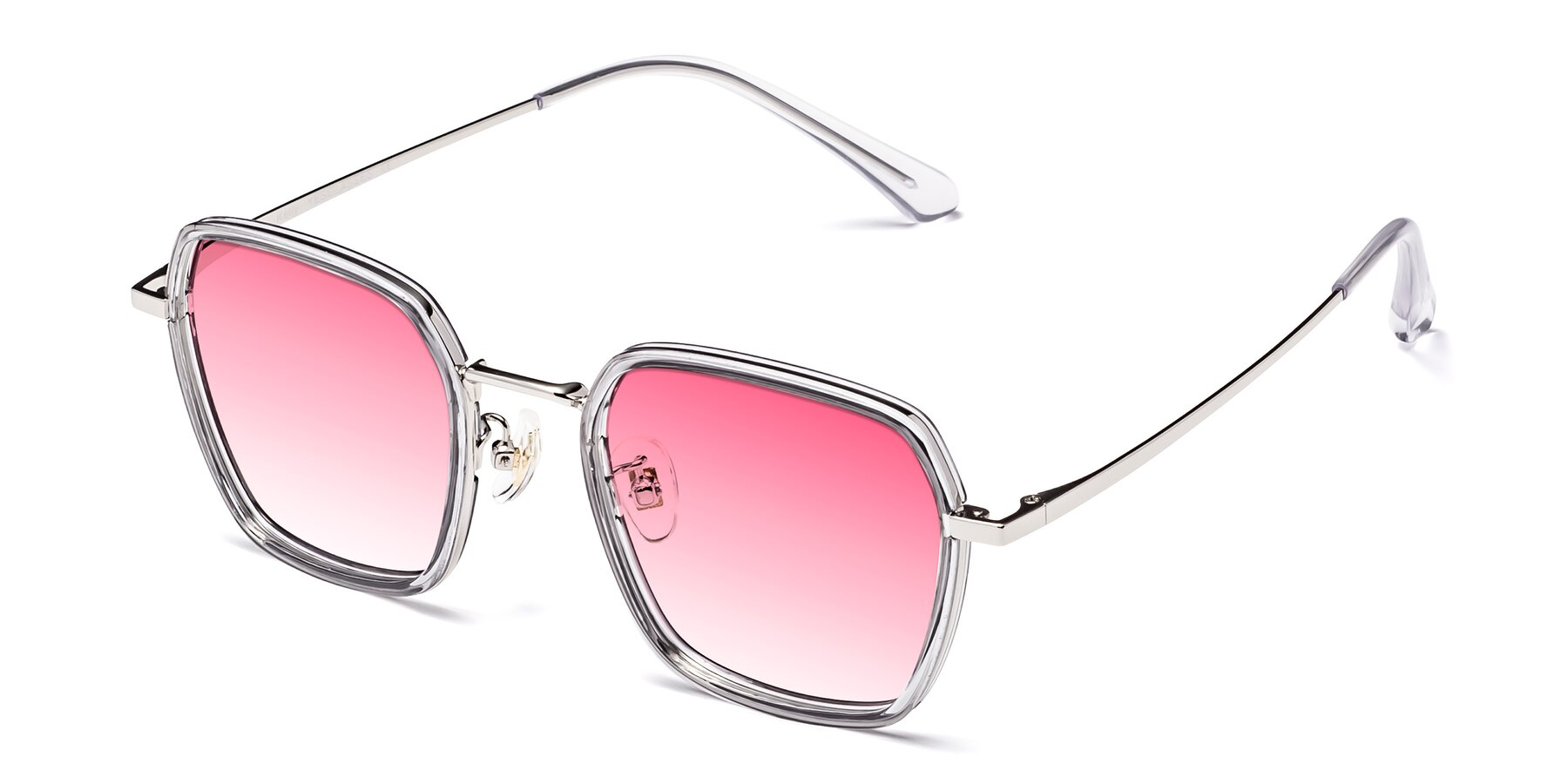 Angle of Kelly in Light Gray-Silver with Pink Gradient Lenses