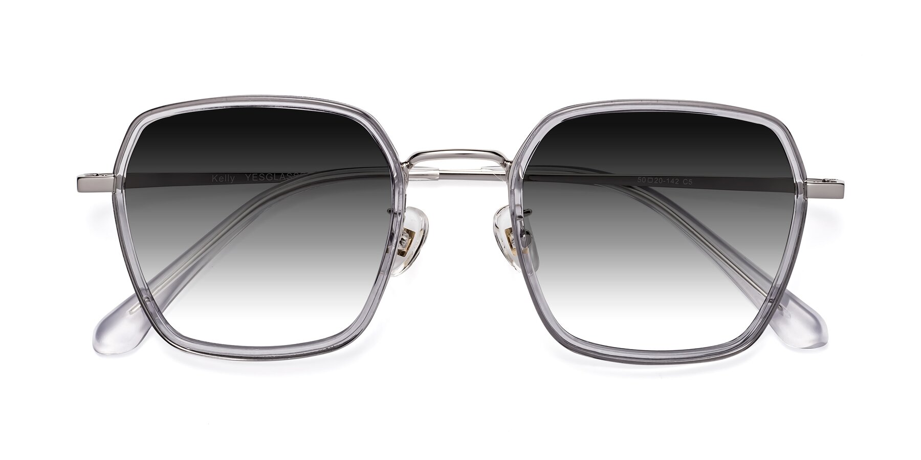 Folded Front of Kelly in Light Gray-Silver with Gray Gradient Lenses