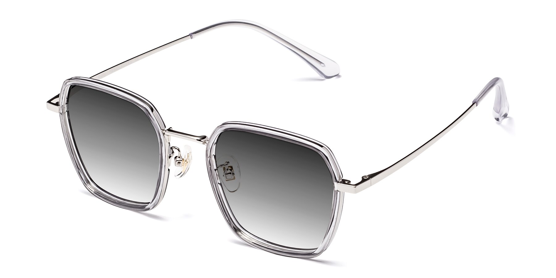 Angle of Kelly in Light Gray-Silver with Gray Gradient Lenses