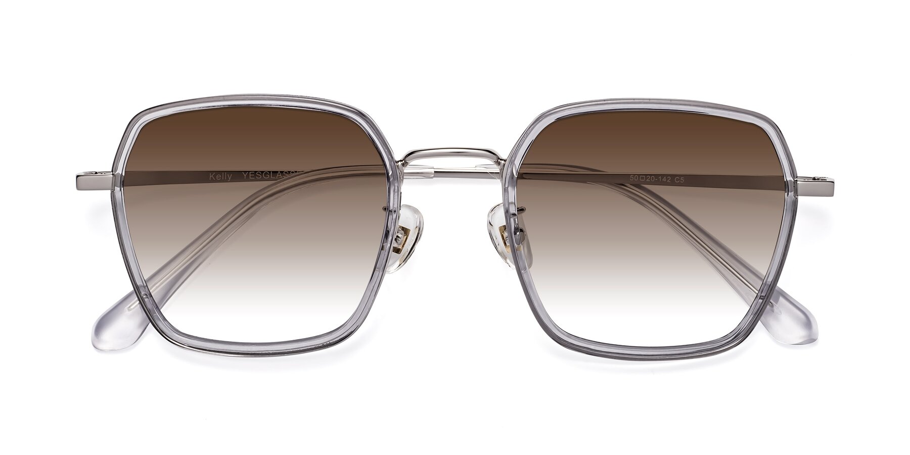Folded Front of Kelly in Light Gray-Silver with Brown Gradient Lenses