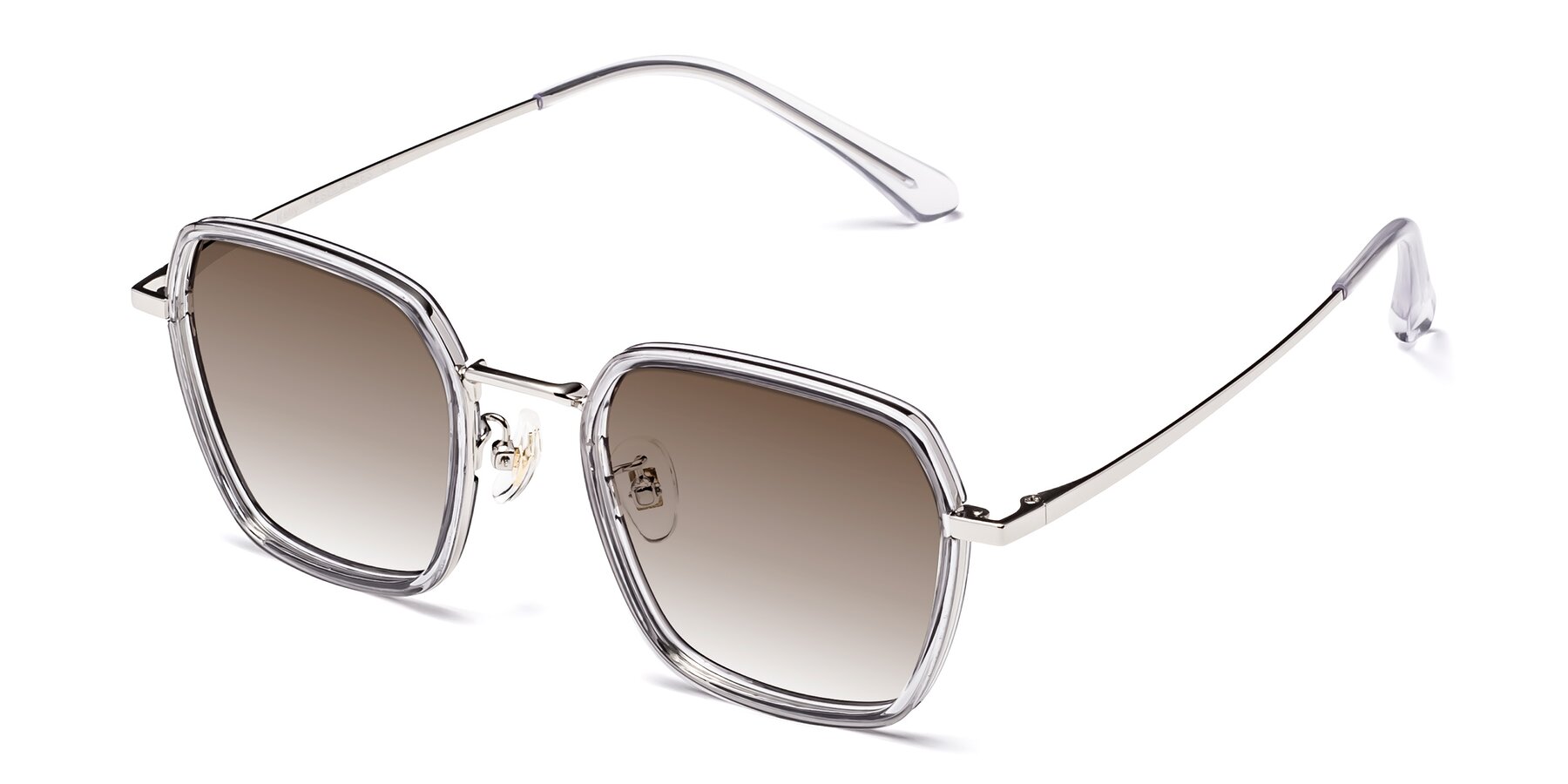 Angle of Kelly in Light Gray-Silver with Brown Gradient Lenses