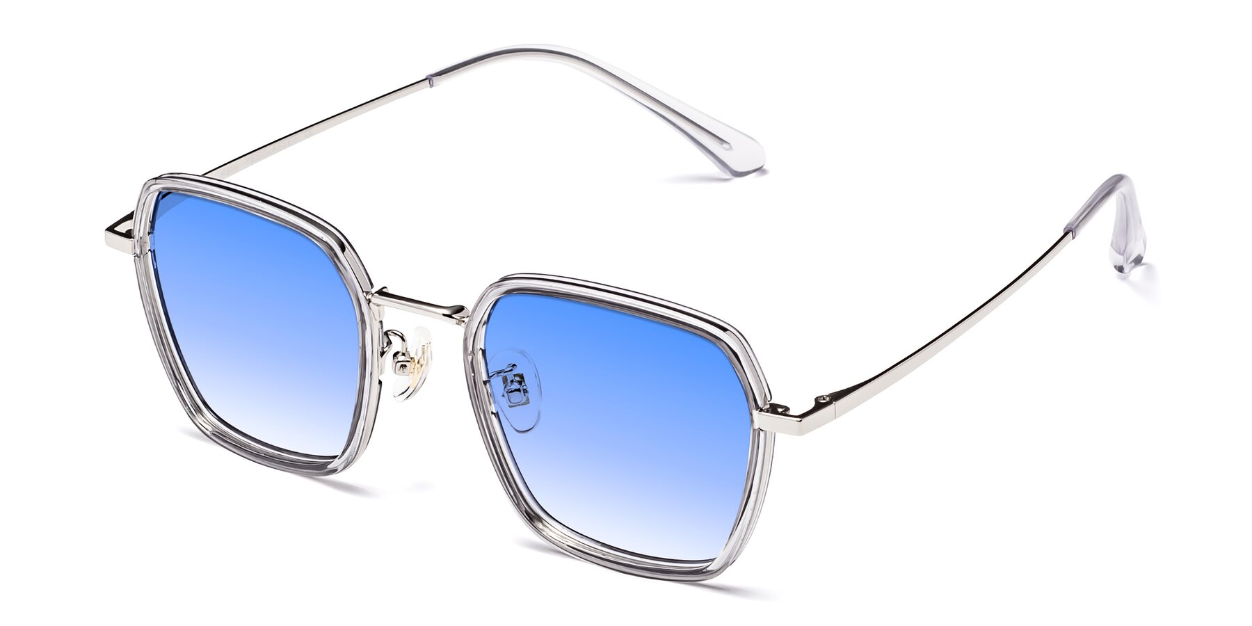 Angle of Kelly in Light Gray-Silver with Blue Gradient Lenses