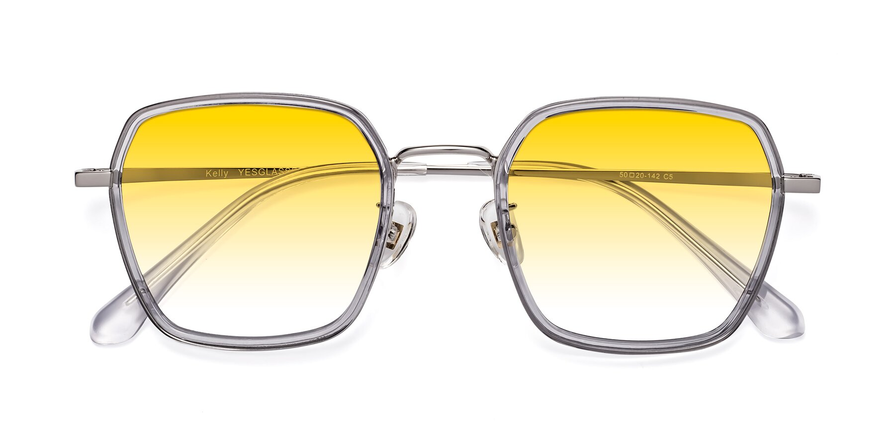 Folded Front of Kelly in Light Gray-Silver with Yellow Gradient Lenses