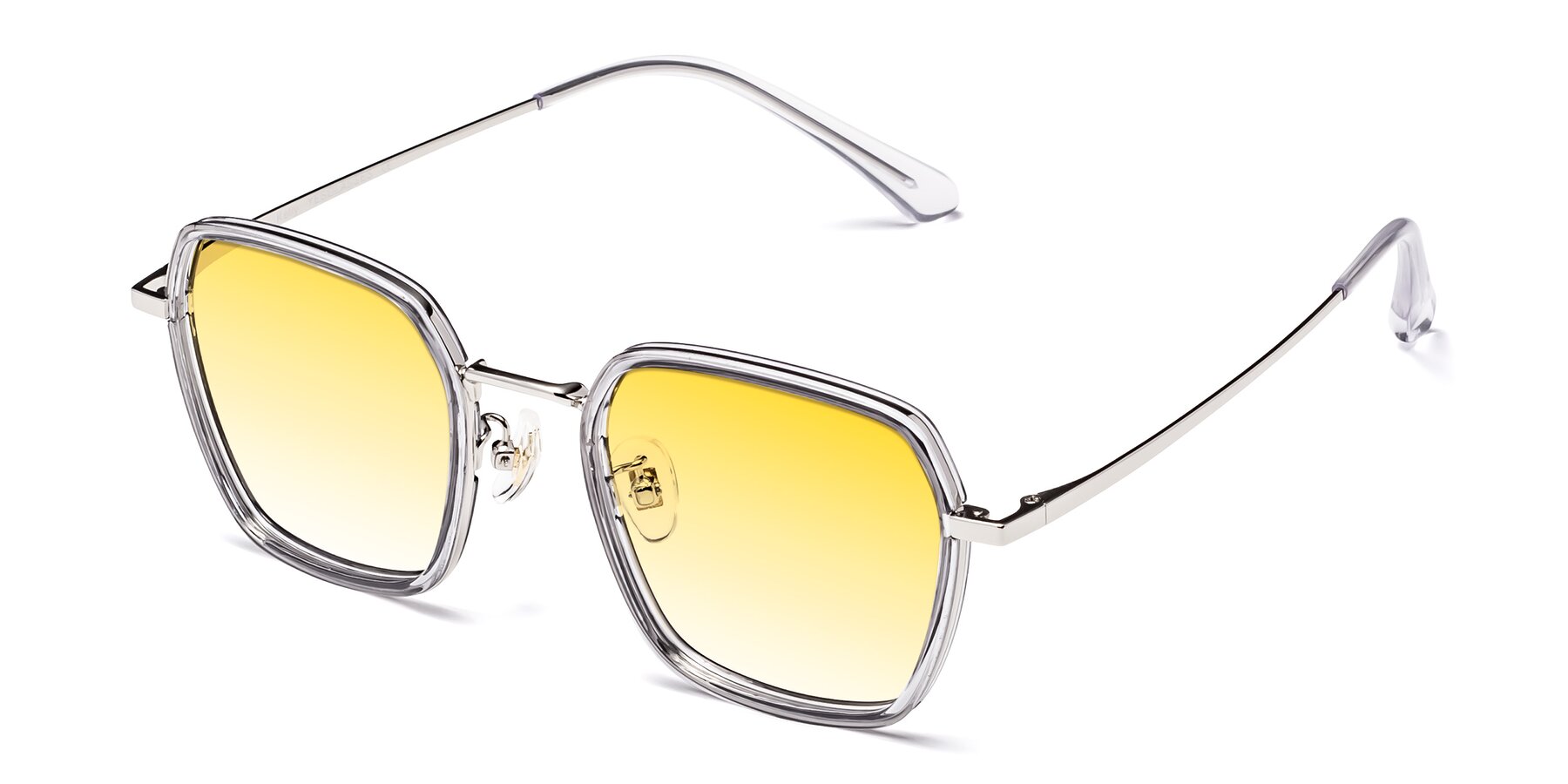 Angle of Kelly in Light Gray-Silver with Yellow Gradient Lenses