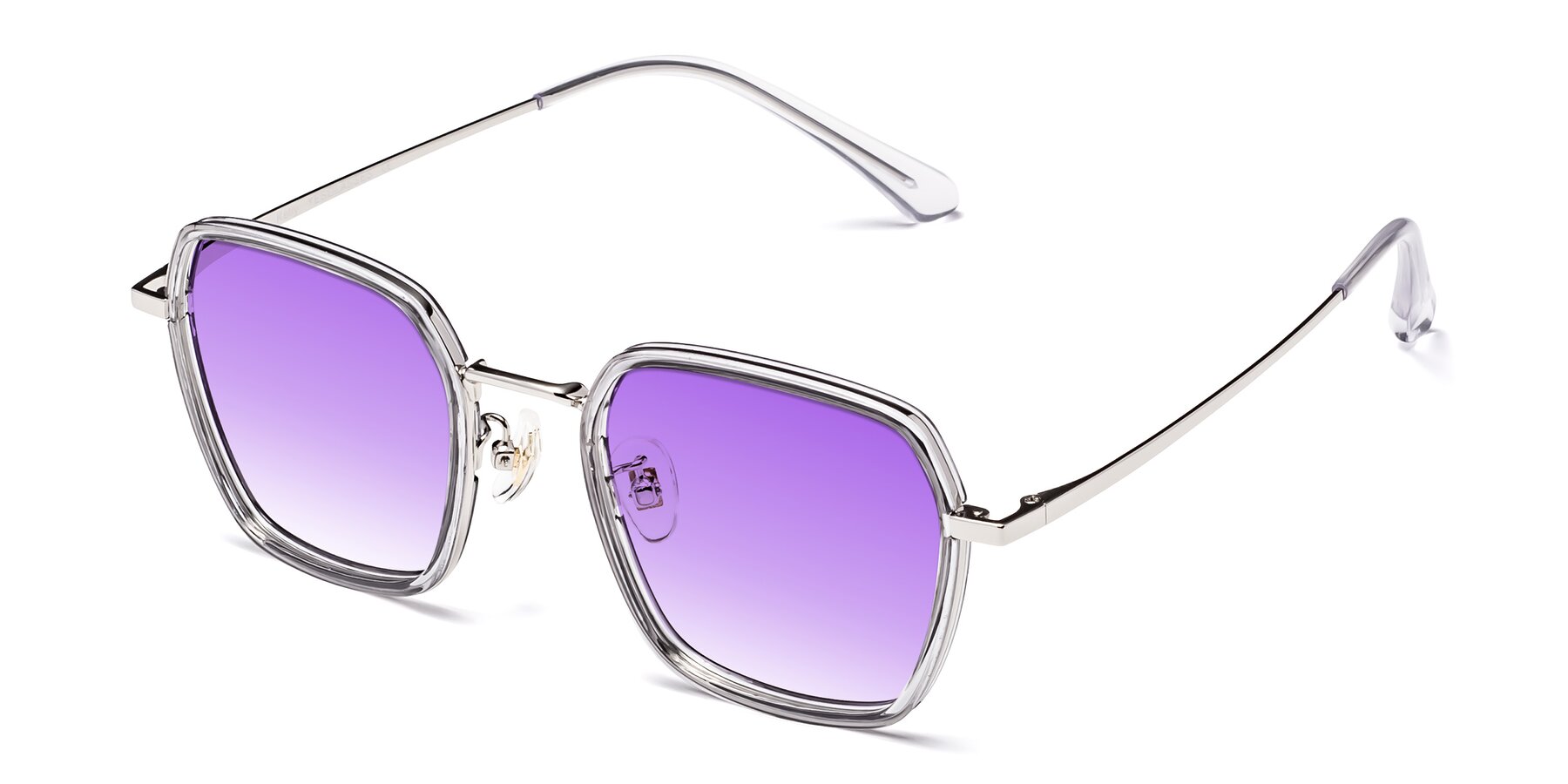 Angle of Kelly in Light Gray-Silver with Purple Gradient Lenses
