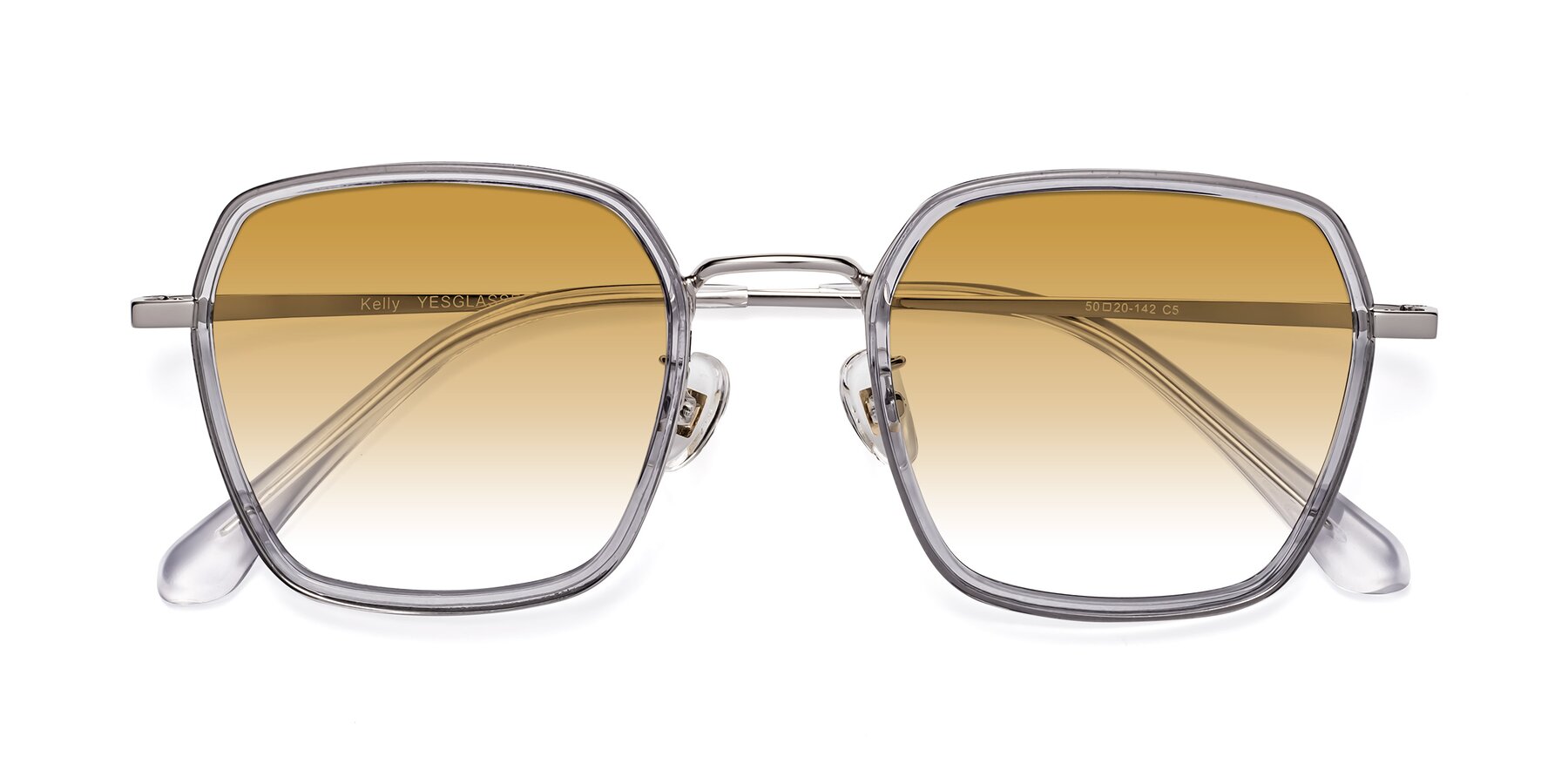 Folded Front of Kelly in Light Gray-Silver with Champagne Gradient Lenses