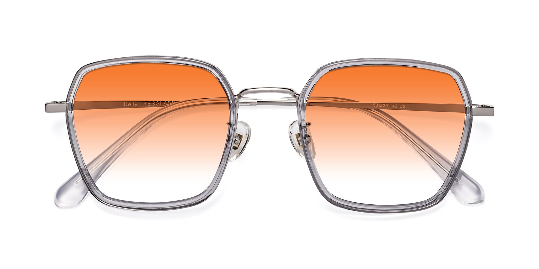 Folded Front of Kelly in Light Gray-Silver with Orange Gradient Lenses