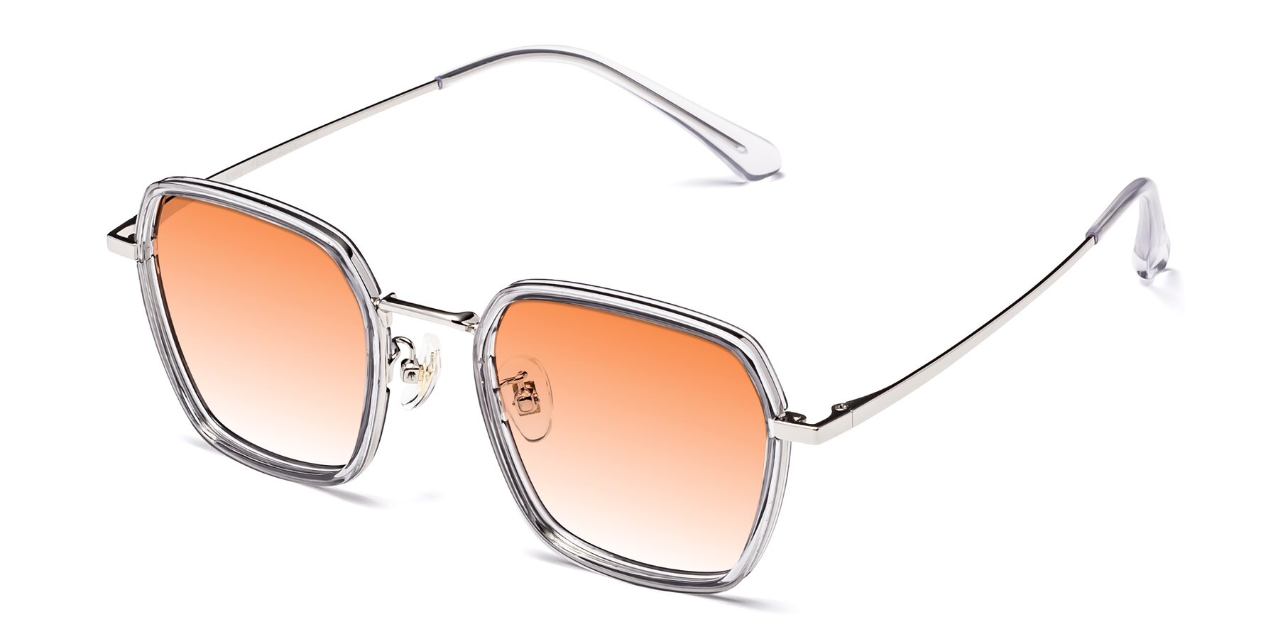 Angle of Kelly in Light Gray-Silver with Orange Gradient Lenses