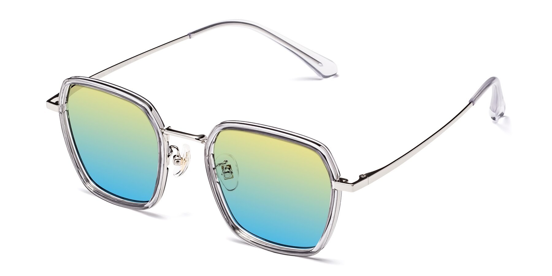 Angle of Kelly in Light Gray-Silver with Yellow / Blue Gradient Lenses