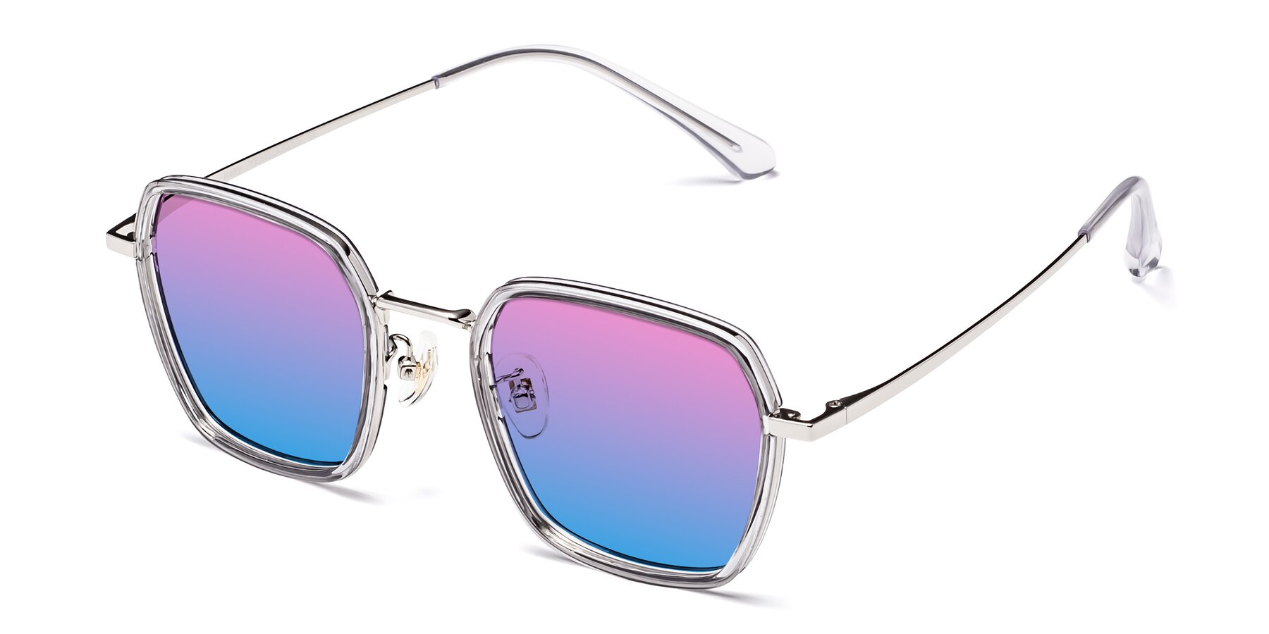 Angle of Kelly in Light Gray-Silver with Pink / Blue Gradient Lenses