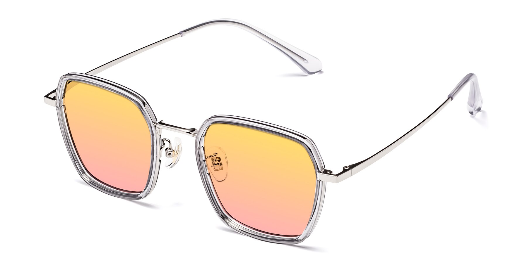 Angle of Kelly in Light Gray-Silver with Yellow / Pink Gradient Lenses