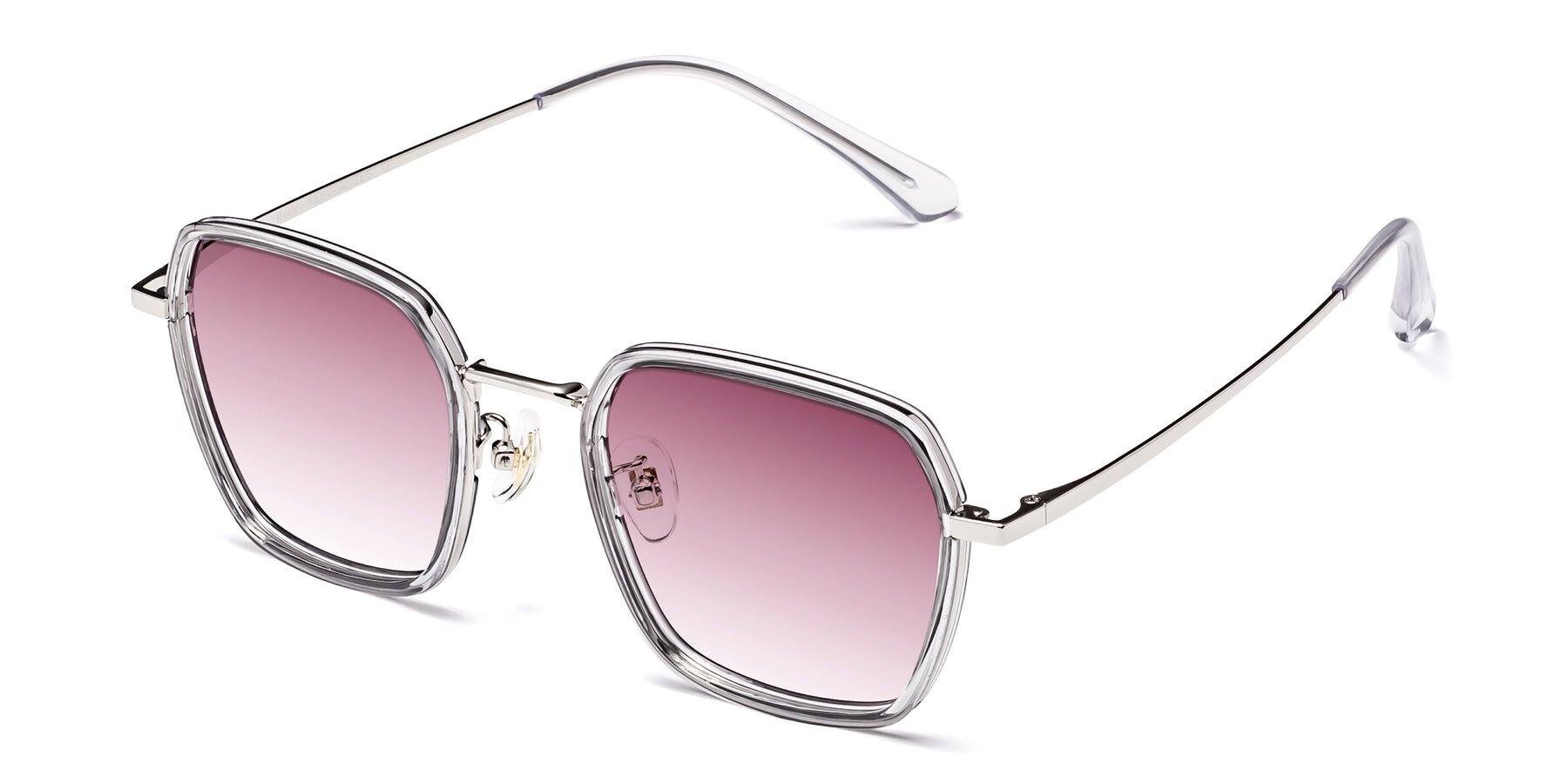 Angle of Kelly in Light Gray-Silver with Wine Gradient Lenses