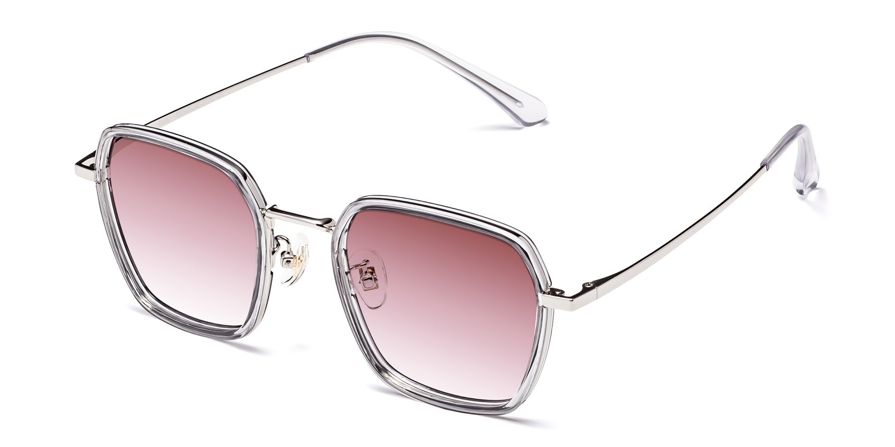 Angle of Kelly in Light Gray-Silver with Garnet Gradient Lenses