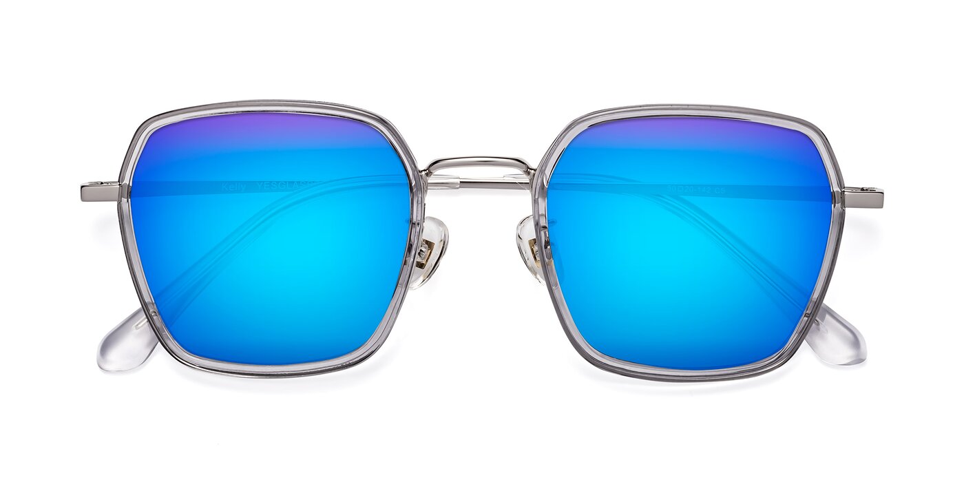 Kelly - Light Gray / Silver Flash Mirrored Sunglasses