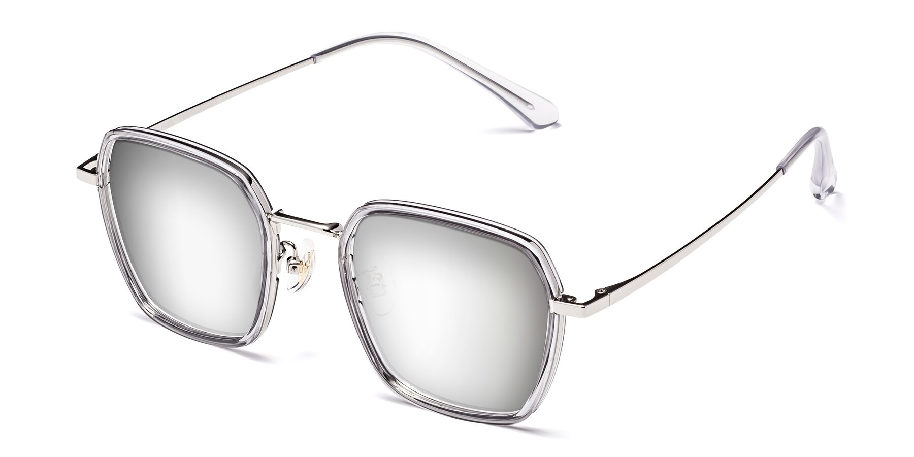 Angle of Kelly in Light Gray-Silver with Silver Mirrored Lenses