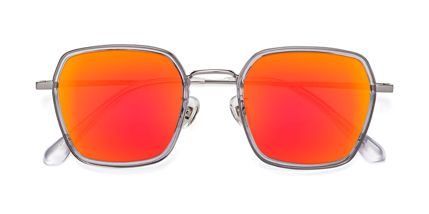 Kelly - Light Gray / Silver Flash Mirrored Sunglasses