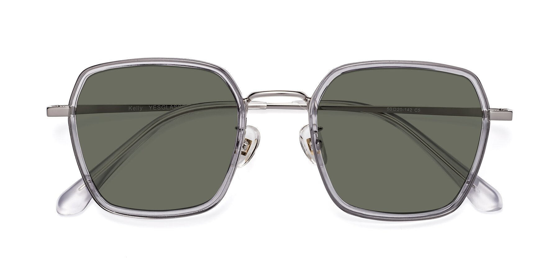 Folded Front of Kelly in Light Gray-Silver with Gray Polarized Lenses