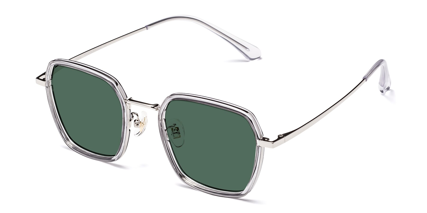 Angle of Kelly in Light Gray-Silver with Green Polarized Lenses
