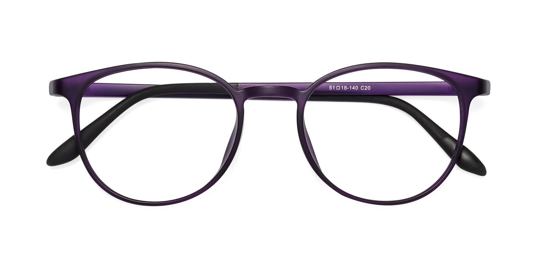 Folded Front of Monday in Translucent Purple with Clear Blue Light Blocking Lenses