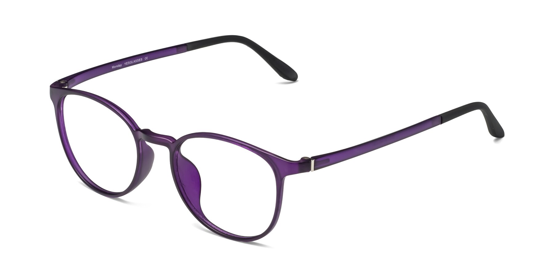 Angle of Monday in Translucent Purple with Clear Blue Light Blocking Lenses