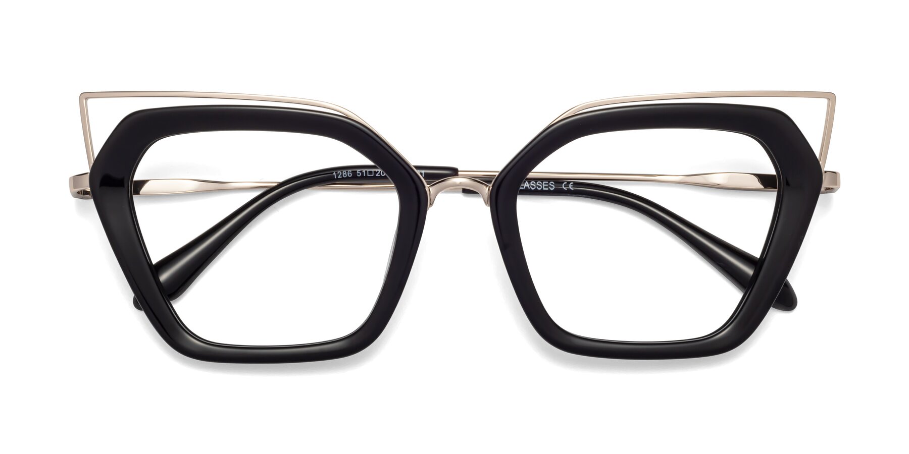 Folded Front of Delmonte in Black with Clear Eyeglass Lenses
