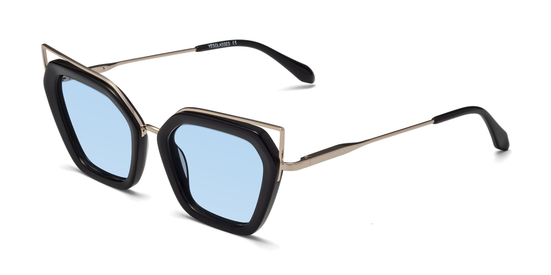 Angle of Delmonte in Black with Light Blue Tinted Lenses