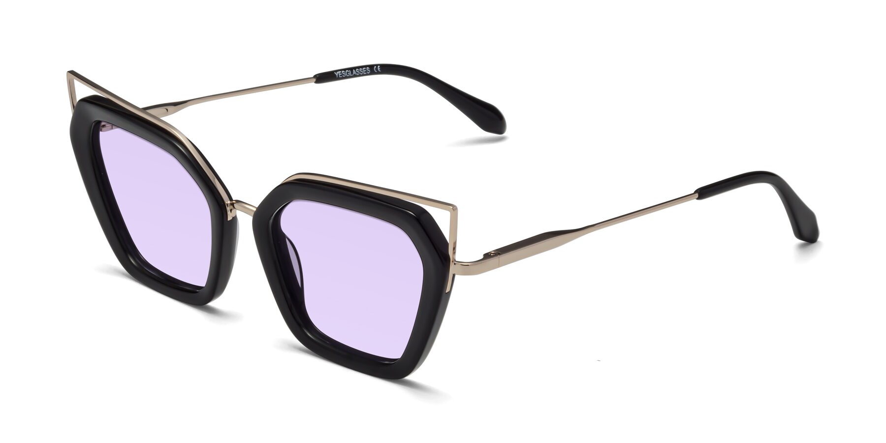 Angle of Delmonte in Black with Light Purple Tinted Lenses
