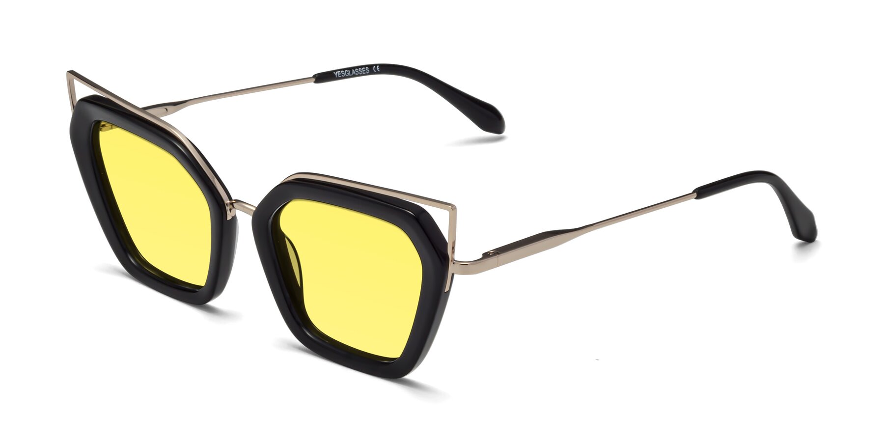 Angle of Delmonte in Black with Medium Yellow Tinted Lenses
