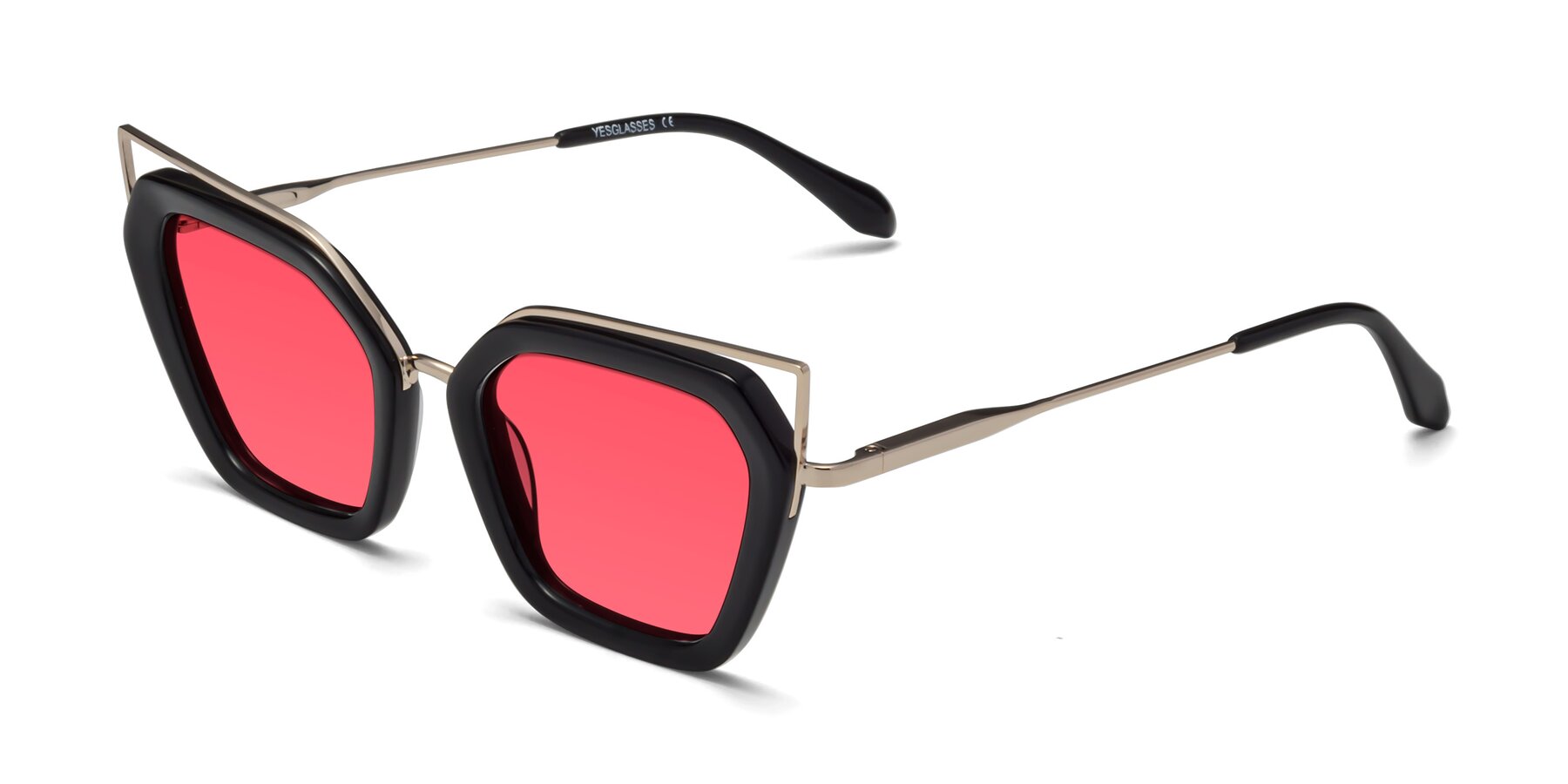 Angle of Delmonte in Black with Red Tinted Lenses