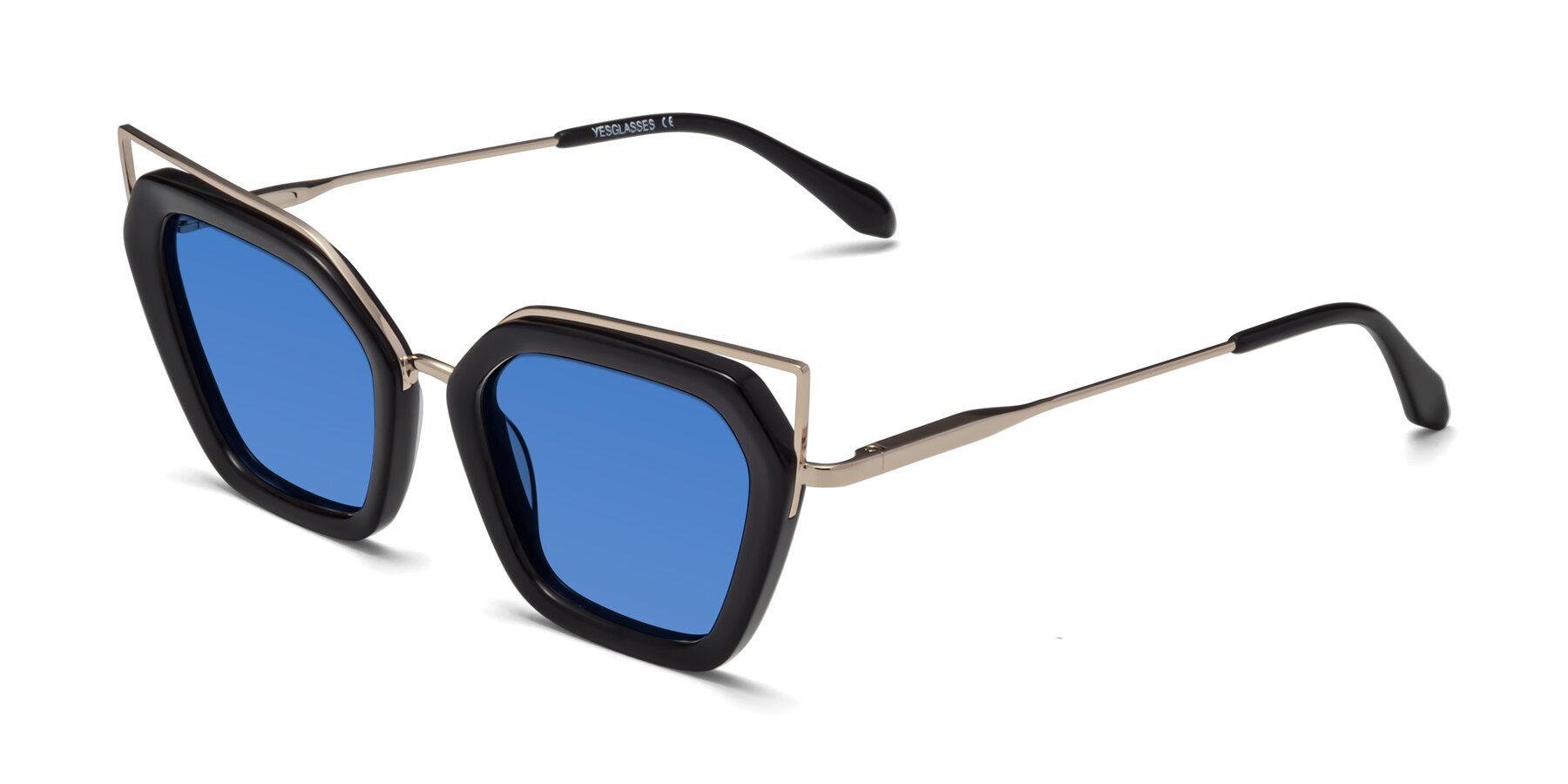Angle of Delmonte in Black with Blue Tinted Lenses