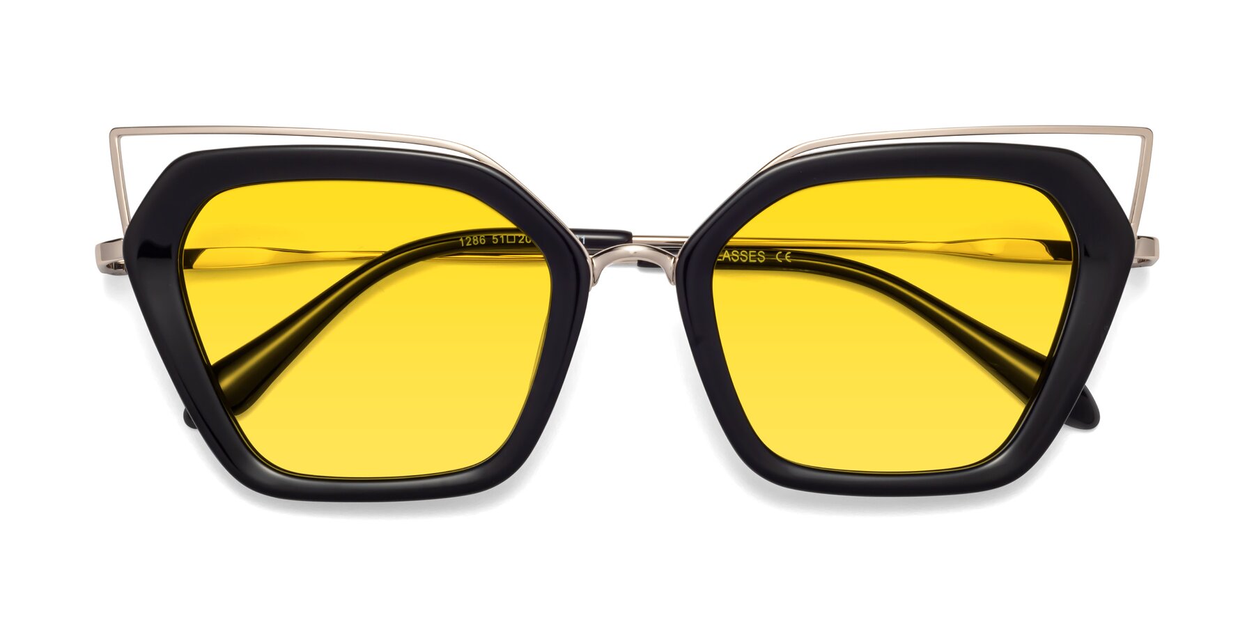 Folded Front of Delmonte in Black with Yellow Tinted Lenses