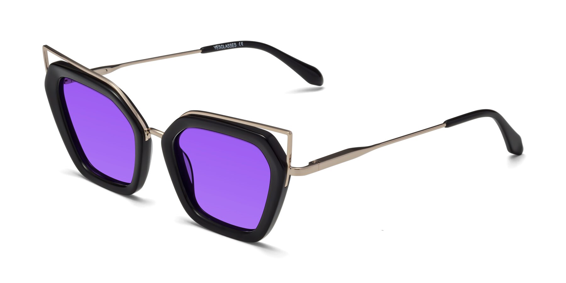 Angle of Delmonte in Black with Purple Tinted Lenses