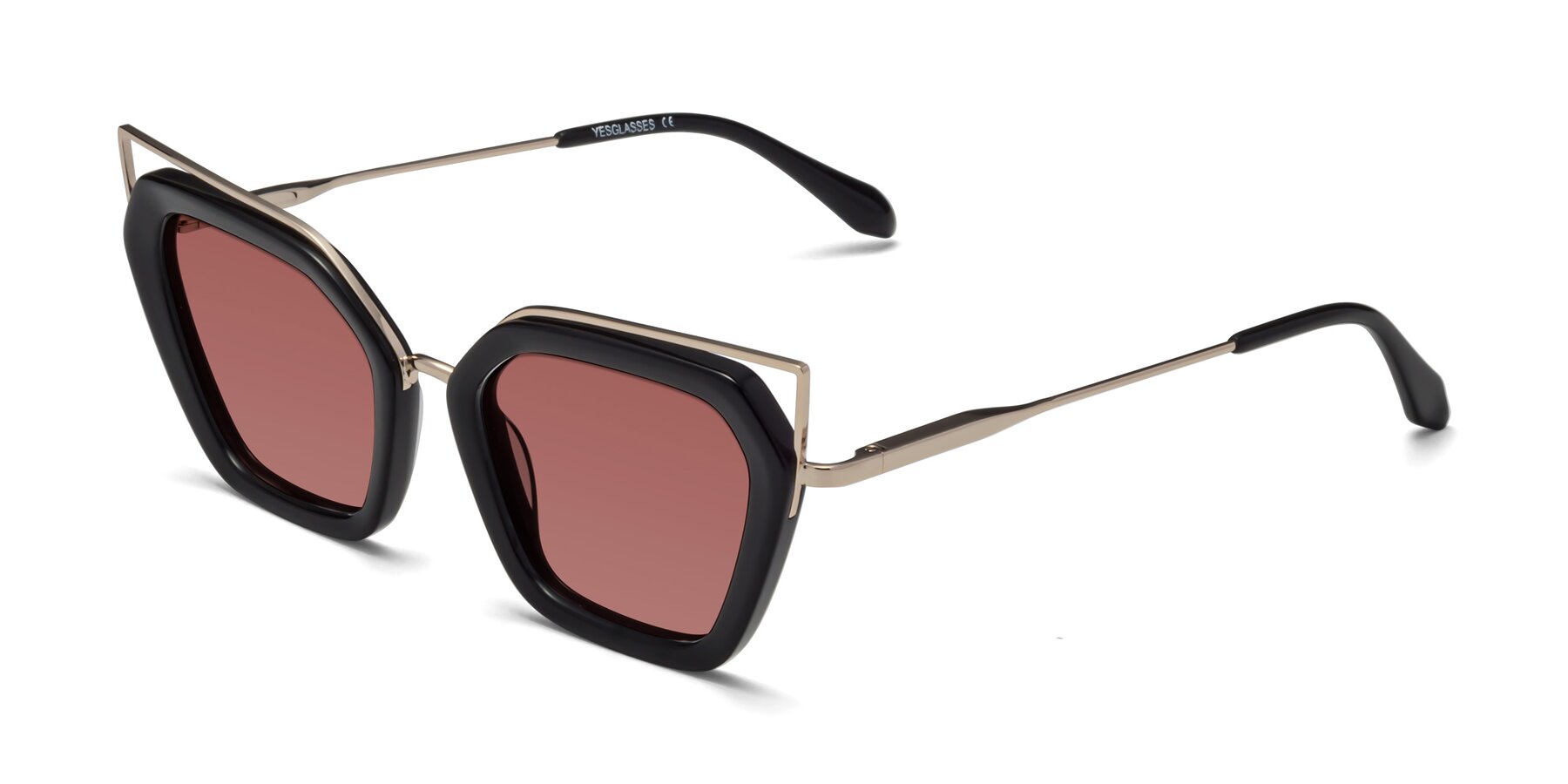 Angle of Delmonte in Black with Garnet Tinted Lenses