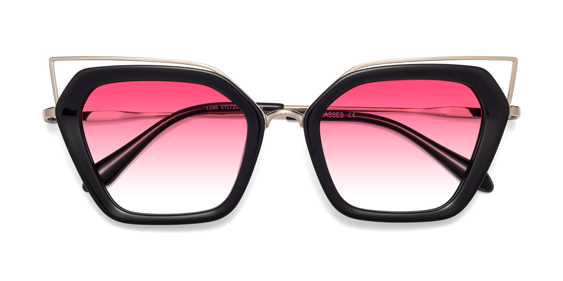 Folded Front of Delmonte in Black with Pink Gradient Lenses