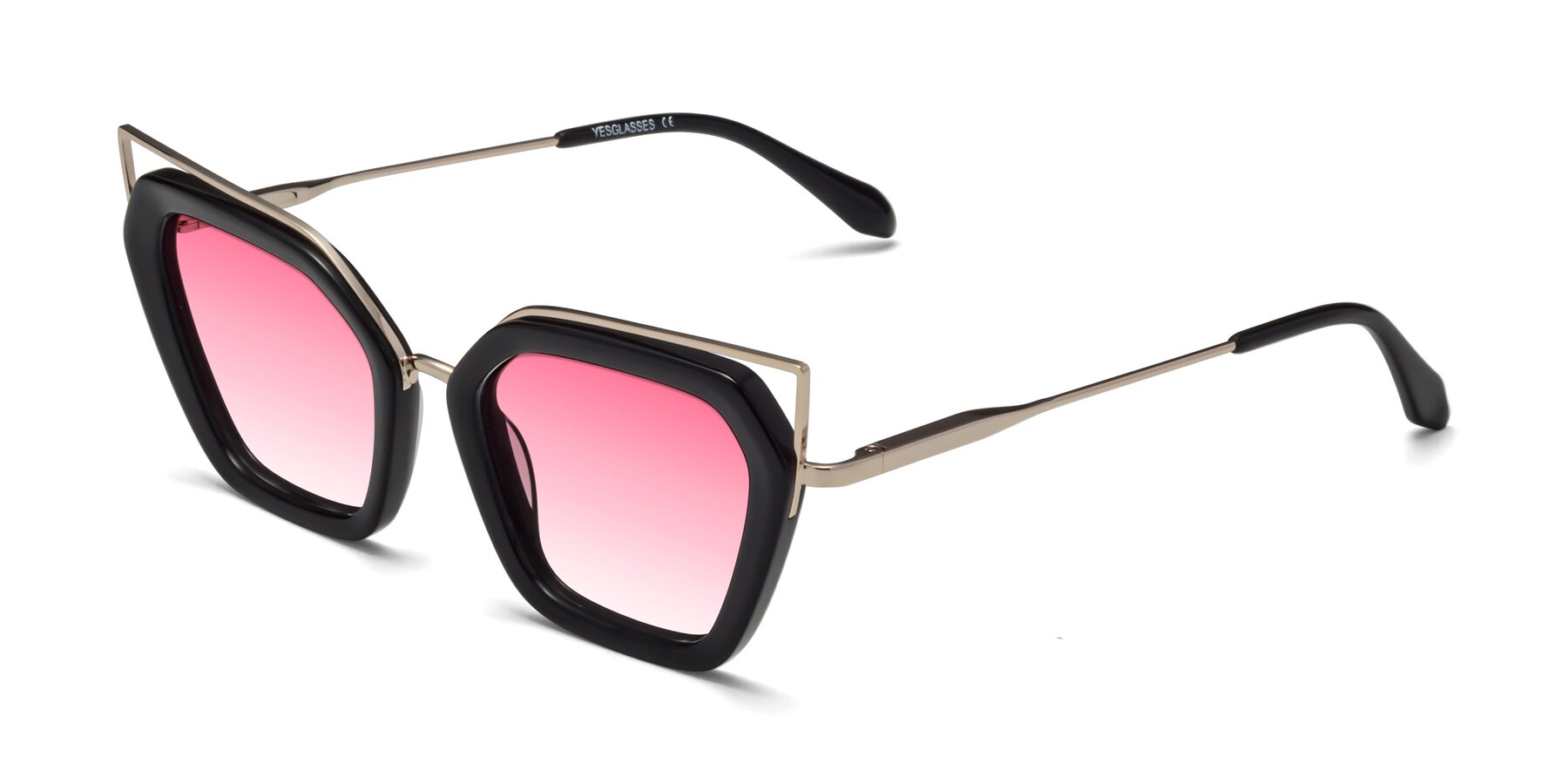 Angle of Delmonte in Black with Pink Gradient Lenses