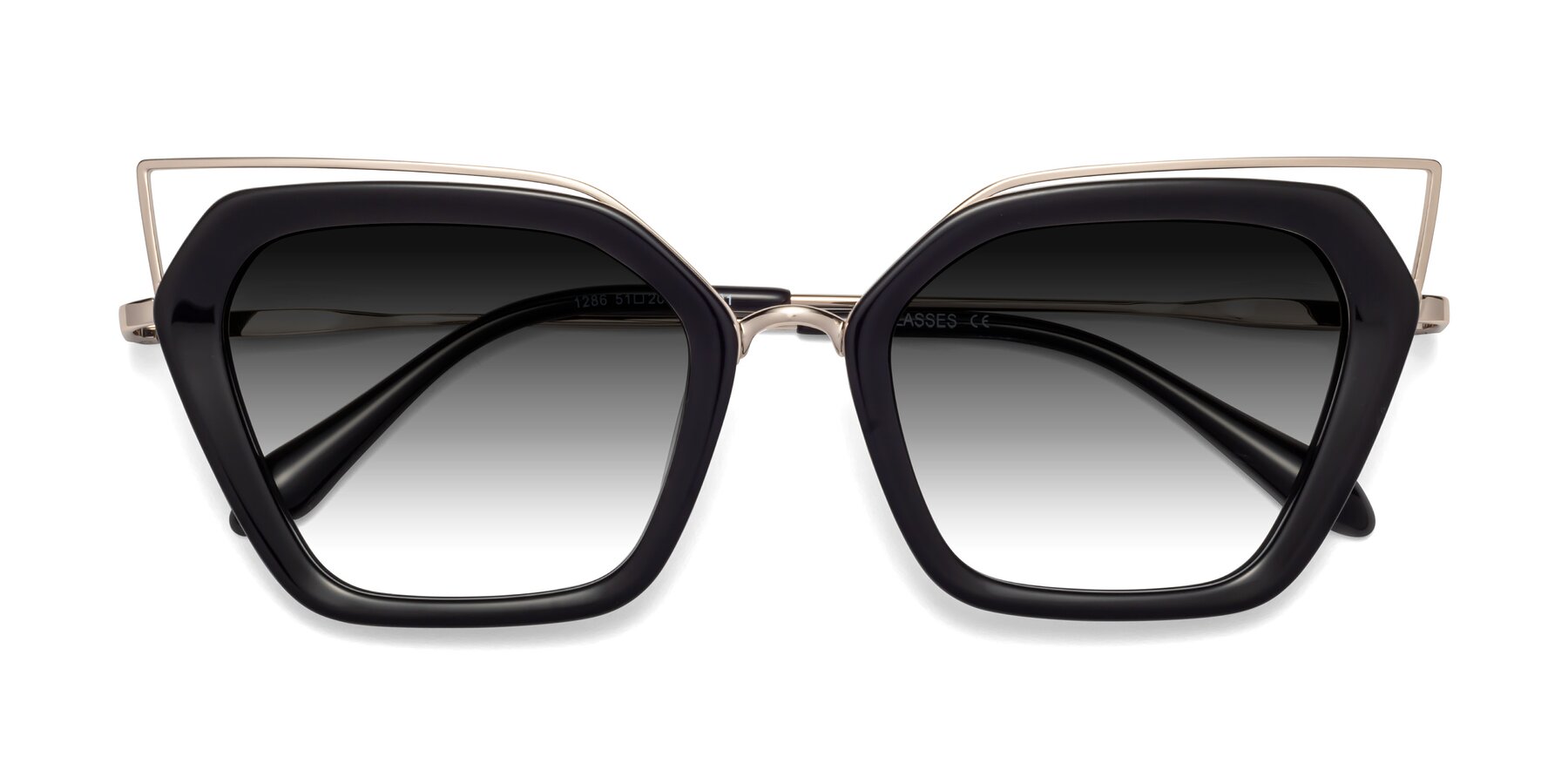 Folded Front of Delmonte in Black with Gray Gradient Lenses