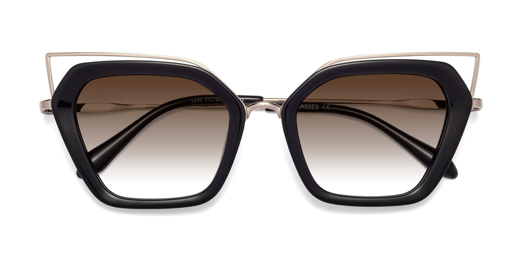 Folded Front of Delmonte in Black with Brown Gradient Lenses