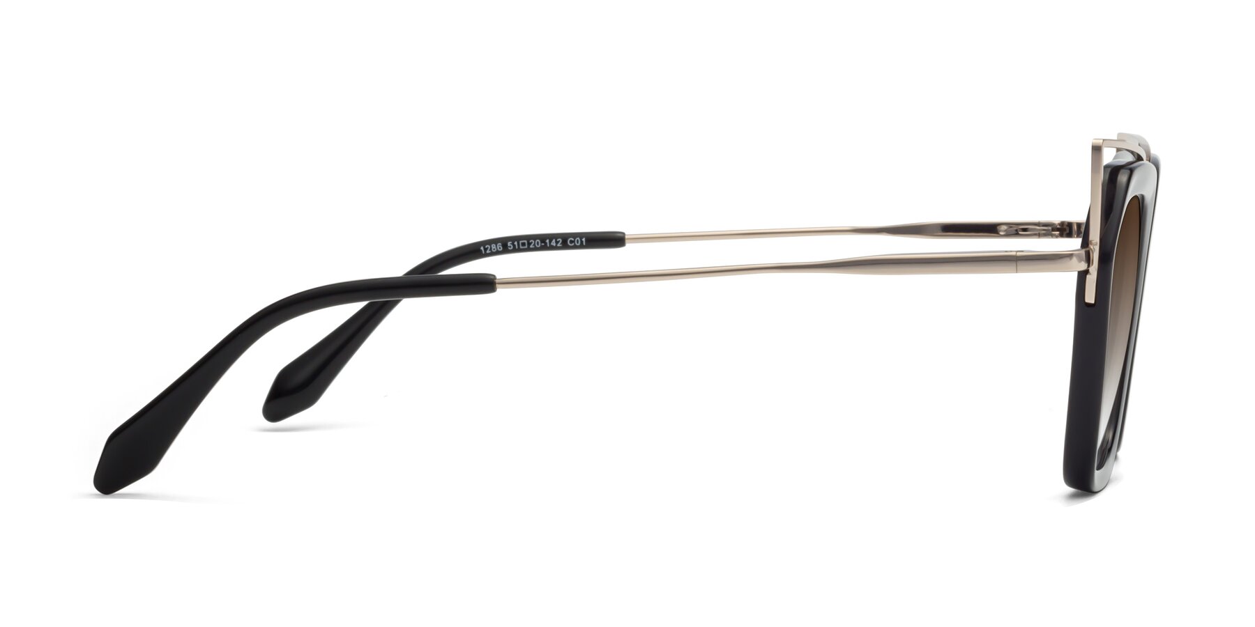 Side of Delmonte in Black with Brown Gradient Lenses