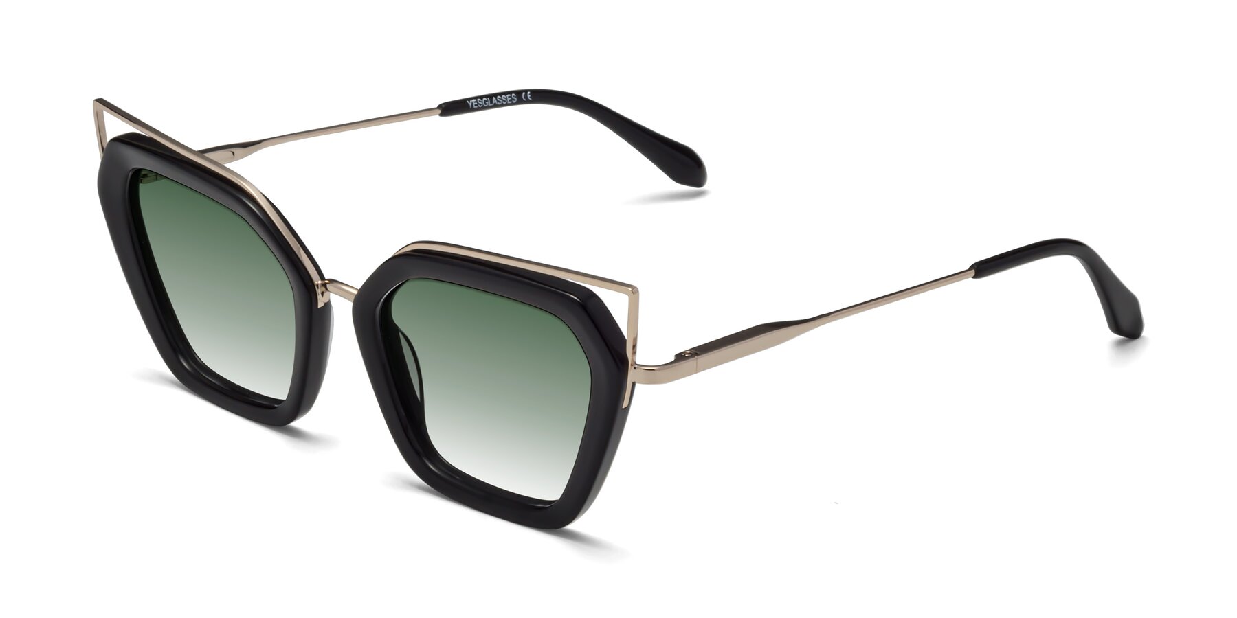 Angle of Delmonte in Black with Green Gradient Lenses