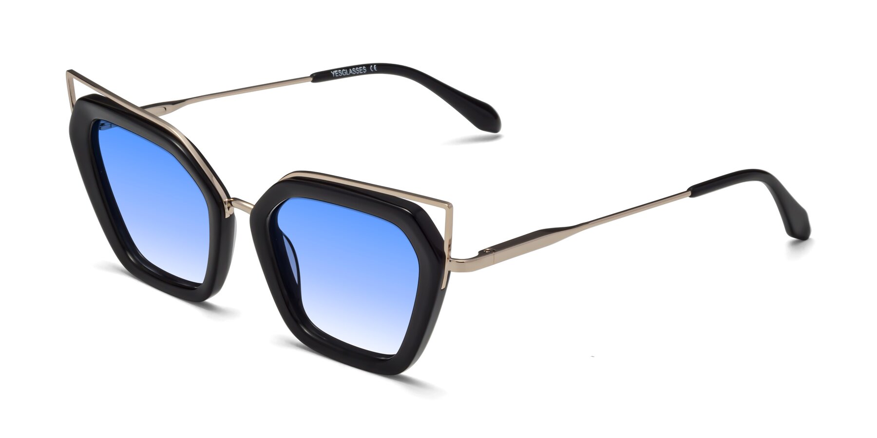 Angle of Delmonte in Black with Blue Gradient Lenses