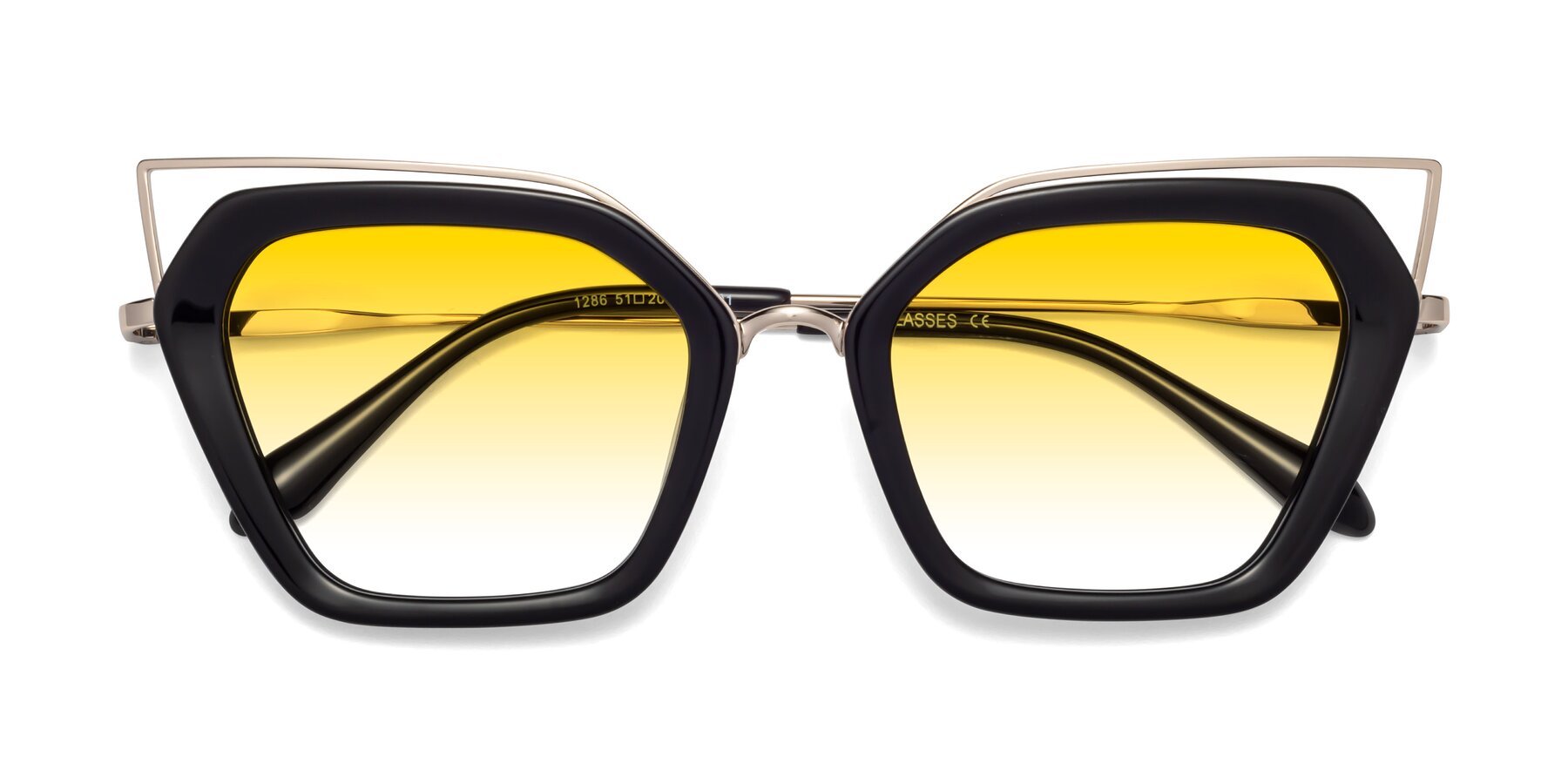 Folded Front of Delmonte in Black with Yellow Gradient Lenses