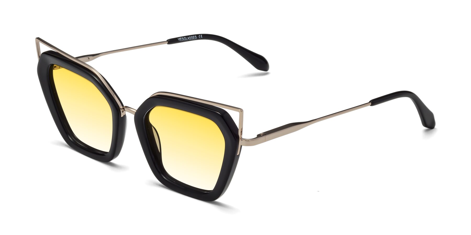 Angle of Delmonte in Black with Yellow Gradient Lenses