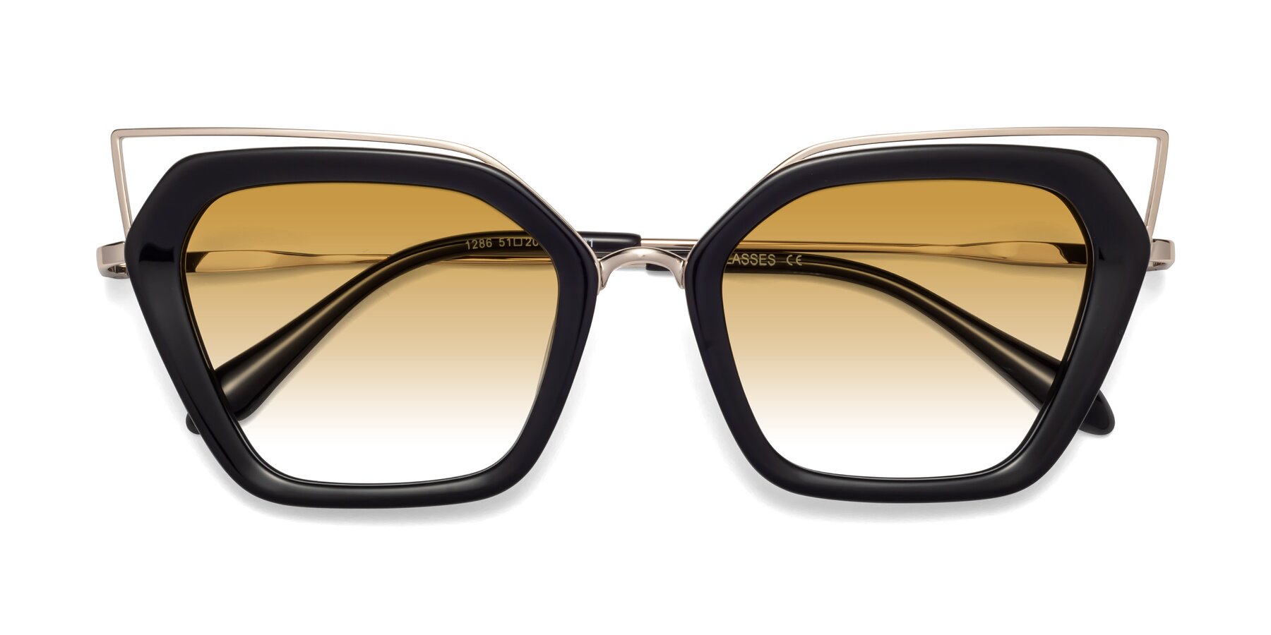 Folded Front of Delmonte in Black with Champagne Gradient Lenses