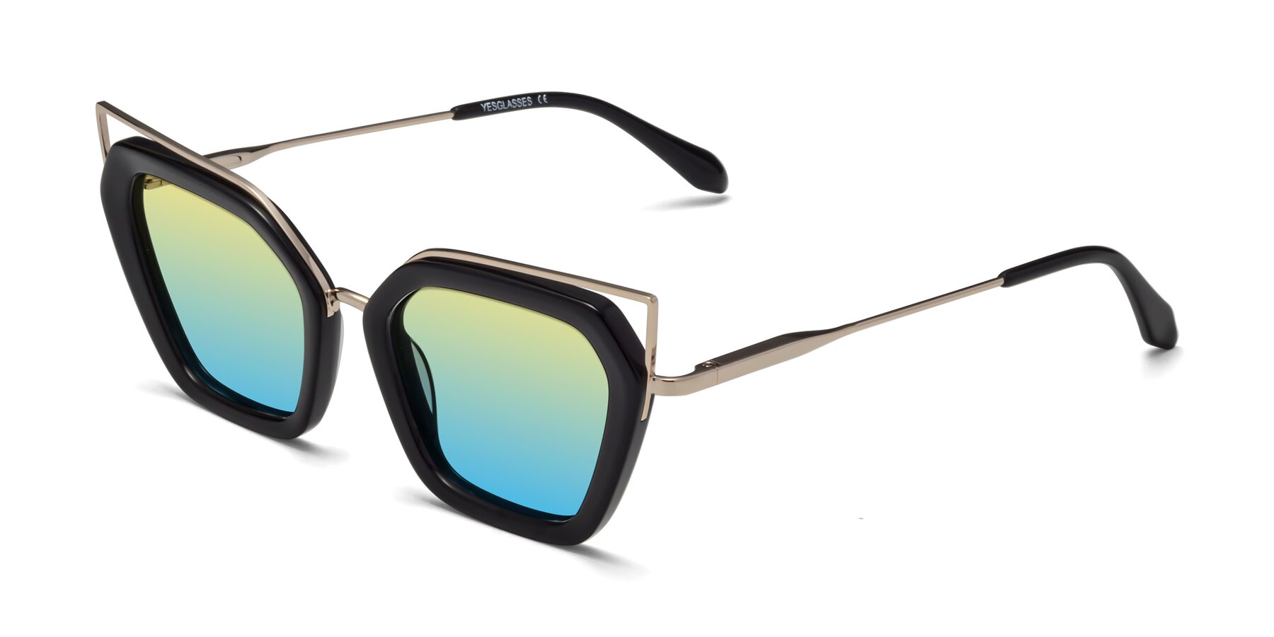 Angle of Delmonte in Black with Yellow / Blue Gradient Lenses