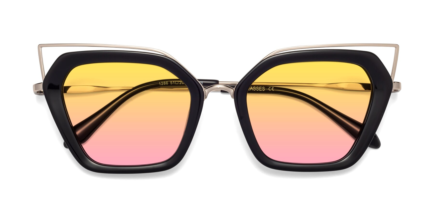 Folded Front of Delmonte in Black with Yellow / Pink Gradient Lenses
